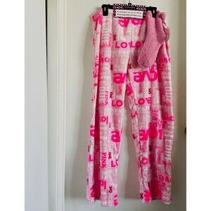 Women’s Weekending Pink/White Fleece Awareness Heart Lounge Pants XL 1PF1757